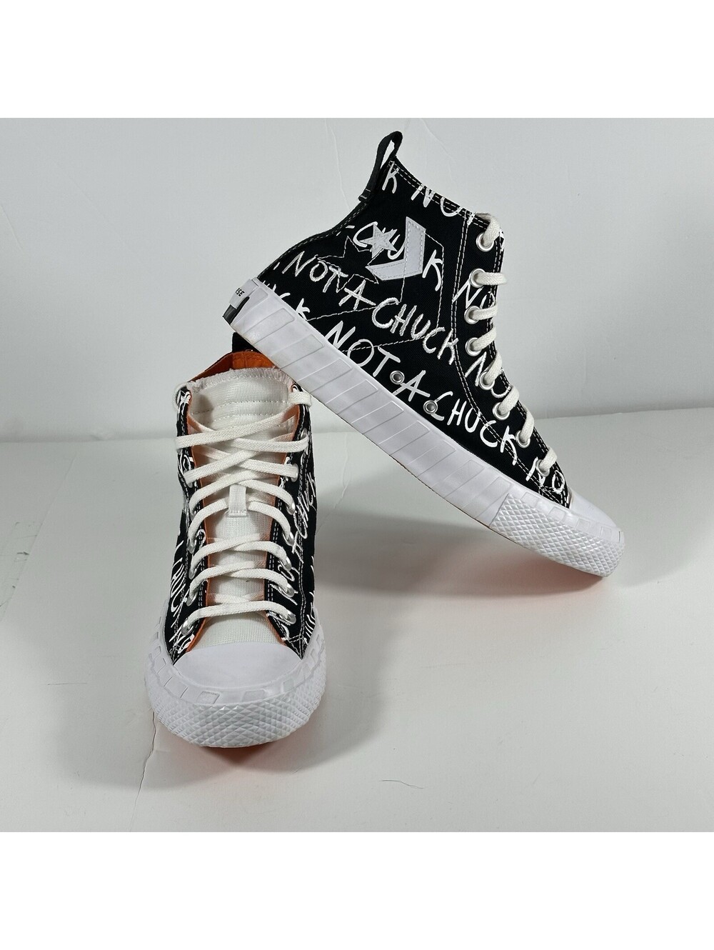 Converse Mens 8.5 Chuck 70 Hi UNT1TL3D Not A Chuck Black White Orange 166502C